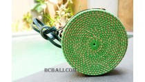 straw synthetic rattan circle bags green color